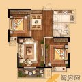 南京海峡城一期A2户型2室2厅1卫1厨 一居  户型图