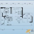 恒基翔龙江畔1-3栋标准层C户型户型图2室2 一居  户型图