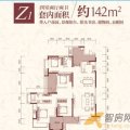重庆华润中央公园1、2号房4室2厅2卫1厨  四居 142㎡ 户型图