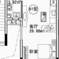 云海花都D-02C-2#楼A1户型图1室1厅1卫 一居  户型图