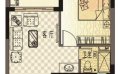 陵水珍珠湾风情小镇1房2厅1厨1卫  55.05㎡ 户型图