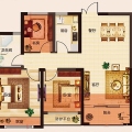 盈都江悦城3室2厅1卫， 建筑面积约77.00平米 一居  户型图