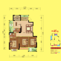 盛祥·现代城45# 三居 121.4㎡ 户型图