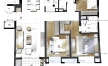 景瑞城中公园3室2厅2卫1厨  118平米㎡ 户型图
