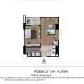 泰国曼谷内环核心区The Rich豪华公寓一居室  39.3平方米 一居  户型图
