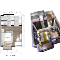 普吉岛水星之城公寓水星之城 Studio 28.6平方米 一居  户型图