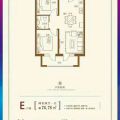 香河 荣盛白鹭岛全明户型，清新明亮 两居 76.78㎡ 户型图