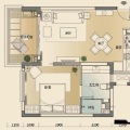 石梅山庄公寓A1户型 1室2厅1卫1厨 一居 65.00㎡㎡ 户型图
