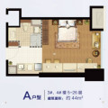 余姚银泰城户型方正的一个单身公寓 一居 44.65方㎡ 户型图