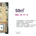 京雄世贸港·创意谷一室一厅一卫 一居 50平米㎡ 户型图