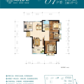 恒大云锦七栋01户型 三居 87.38平方米㎡ 户型图