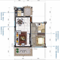 广西钦州红树湾十里金滩113㎡2房2厅2卫低层联排复式小洋房一层 两居 113㎡ 户型图