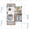 广西钦州红树湾十里金滩105㎡2房2厅2卫低层联排复式小洋房一层 两居 105㎡ 户型图
