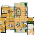 达嘉金色海湾C1洋房一层户型图3室2厅2卫1厨  一居  户型图