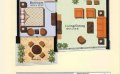 棕榈岛游船码头公寓(Marina Residence)一居室   户型图