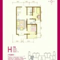 金领域中央学府15 两居 93.83㎡ 户型图