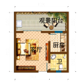 贵州泥坝桂苑小区山景洋房，可变一室 一居 36㎡ 户型图