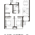 千渡·东山晴三室两厅一卫 三居 97.45平米㎡ 户型图