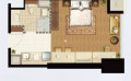 余姚银泰城户型方正的一个单身公寓  44.65方㎡ 户型图