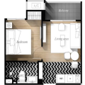 芭提雅威尼斯人公寓精装修 两居 49平米㎡ 户型图