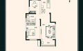 锦绣翰林两室两厅一卫  78平方米㎡ 户型图