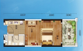惠州富茂海滨城一房一厅一卫  51平米㎡ 户型图