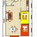江林巅峰单间改两室，最划算、最具可塑造性的户型 一居 51㎡ 户型图