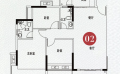新城·香悦公馆3室2厅2卫  107平米㎡ 户型图