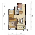 雅居乐西双林语精致两室 两居 69平米拓展3平米㎡ 户型图