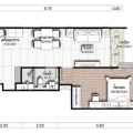 曼谷华尔街公寓标准一房：实用面积 50.5 平方米 一居 50.5㎡ 户型图