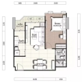 曼谷华尔街公寓豪华一房：实用面积 59.5 平方米 一居 59.5㎡ 户型图