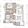 曼谷华尔街公寓标准二房：实用面积 85 平方米 两居 85㎡ 户型图