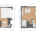 君立国际公寓复式两房明火独立厨房和阳台 两居 55㎡ 户型图