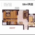 香河京东狮子城 两居 58平米㎡ 户型图