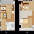 奥莱金街公寓精装修LOFT双钥匙公寓买一层送一层层高4.79米 两居 45㎡ 户型图