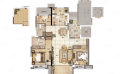 碧桂园黄金时代3室2厅2卫1厨， 建筑面积约115.00平米  115㎡ 户型图