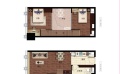 杭州奥体山水时代两居室4.2米挑空  59㎡ 户型图