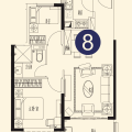 恒大世纪海岸2室2厅1卫 两居 85㎡ 户型图