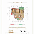 银丰—玖熙堂精选三房，户型方正，空间利用合理。 一居 91㎡ 户型图