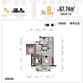 锦上城精致2房 两居 67.74㎡ 户型图