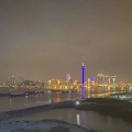 珠江国际金融中心 样板间 阳台客厅看澳门半岛夜景，看十字门珠海中心大夏
