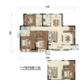 融信海亮乐澜公园学府兰芷雅居 舒适洋房 三室两厅两卫 三居 138㎡㎡ 户型图