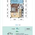 锦绣黔城生态谷绝版5.1米阔景阳台户型 一居 40.77㎡ 户型图