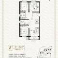 汇元玖號院三室两厅一厨一卫 三居 122平米㎡ 户型图