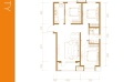永清 融创城此户型为三室两厅一卫，南北通透  106.53平米㎡ 户型图