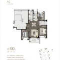 上海·融创未来金融城A1户型-3室2厅2卫1厨 三居 100㎡ 户型图