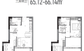 平湖中科谷公寓方正三房，实用性强  66㎡ 户型图